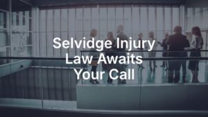 Selvidge Injury Law awaits your call - a group of personal injury lawyers talking above a staircase